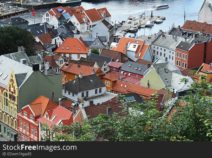 Beautiful city view of Bergen, Norway