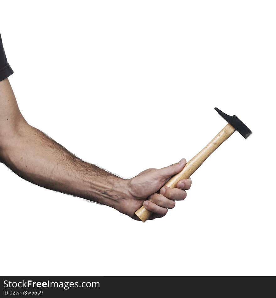 Hand holding a hammer