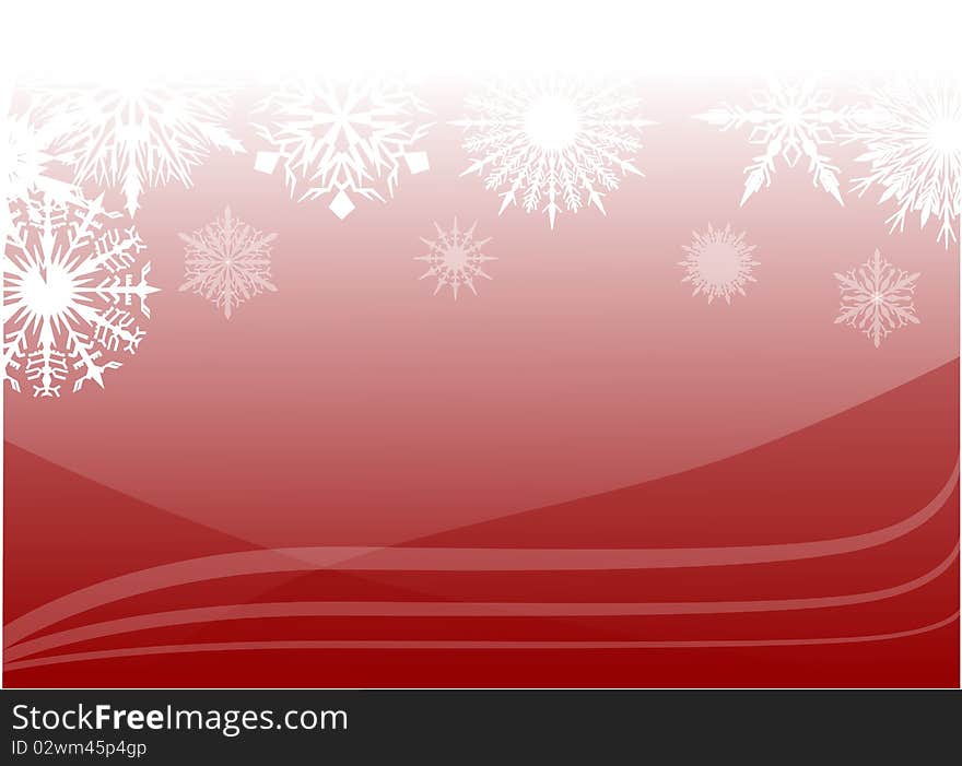 Illustration with red background and white snowflakes. Illustration with red background and white snowflakes