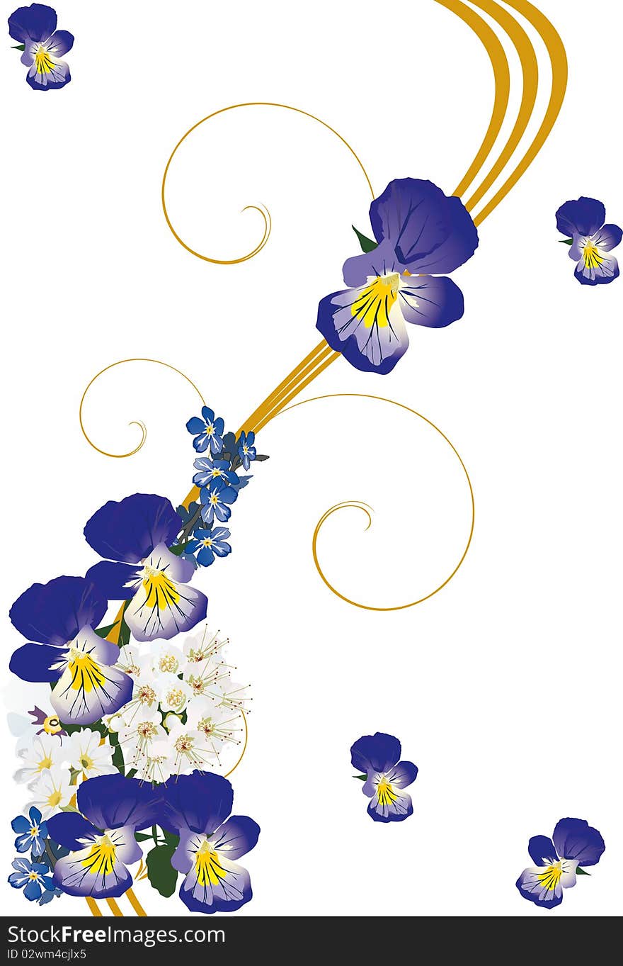 Flower ornament in blue colour on white background. Flower ornament in blue colour on white background