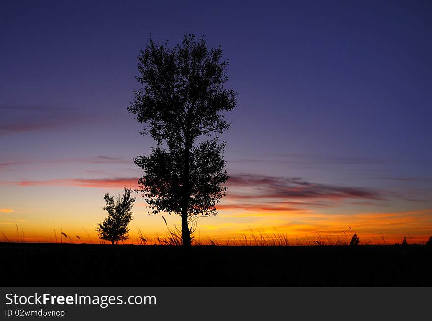 In the evening, the sky and the clouds show beautiful colour. In the evening, the sky and the clouds show beautiful colour