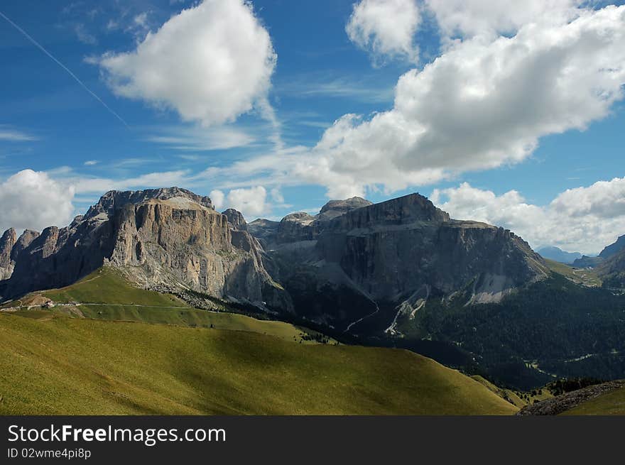 Massif Sella in Italian Dolomites.