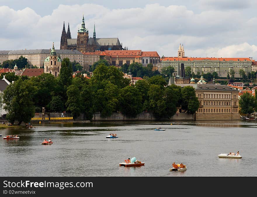 View on castle with river Vltava in Prague (Praha), capital of Czech republic. View on castle with river Vltava in Prague (Praha), capital of Czech republic