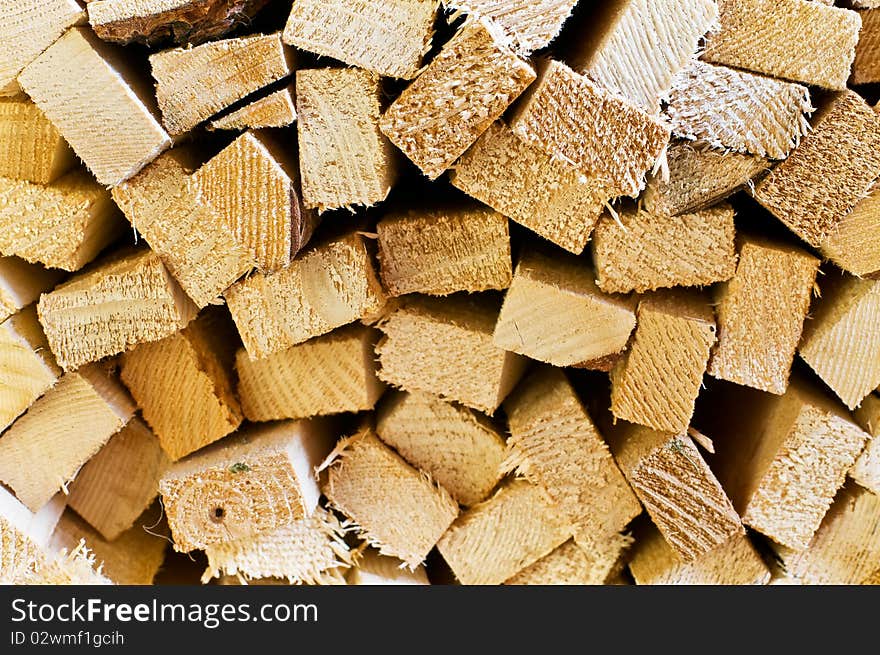 Stack of wood to heat in the cellar