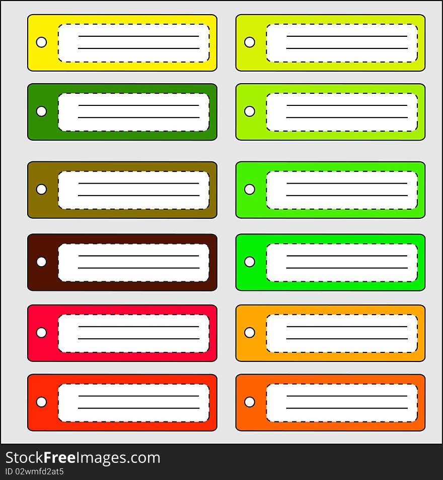 Vector illustration set of cool labels or tags in different colors