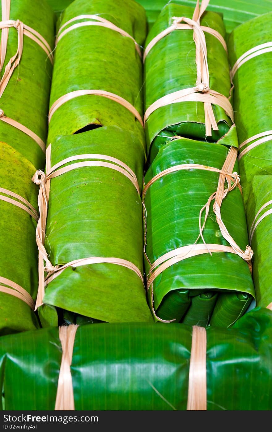 Applied banana leaf become Thai dessert