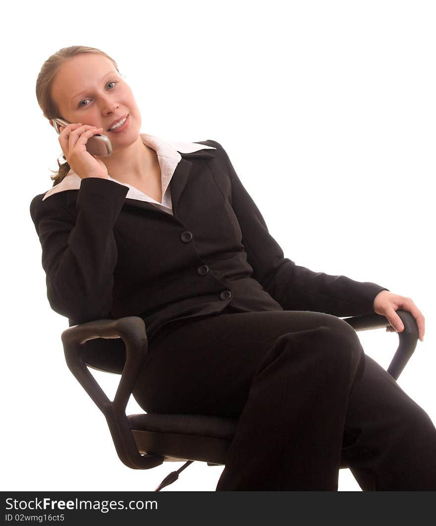 Business woman talking on the phone. Business woman talking on the phone