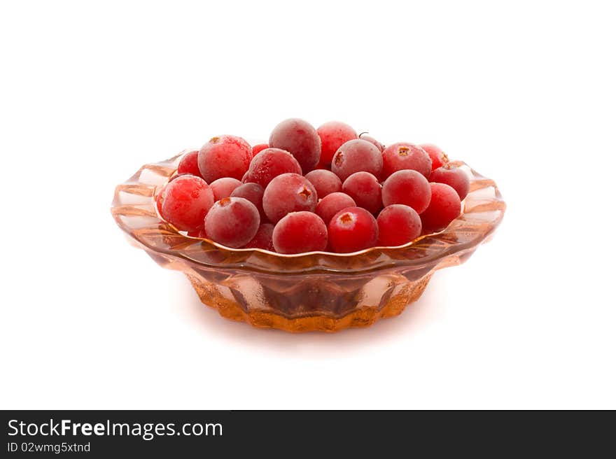 Cranberries on white background.