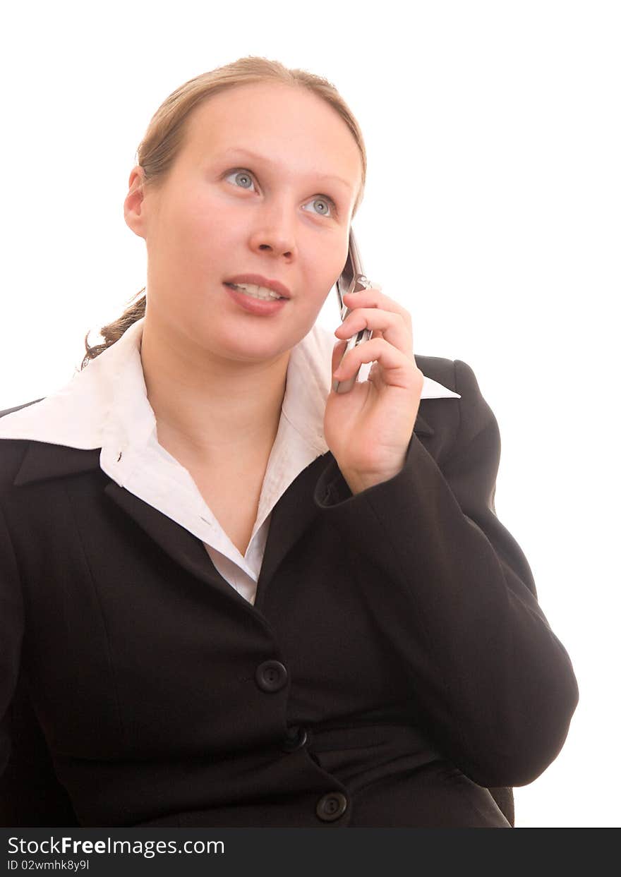 Business woman talking on the phone. Business woman talking on the phone