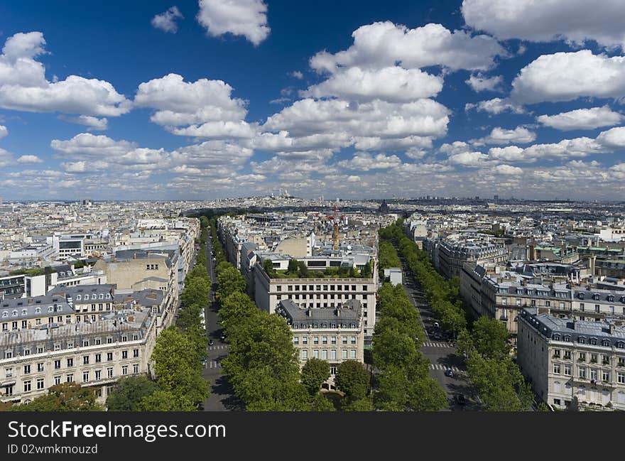 View of Paris from the Arc de Triomphe, France