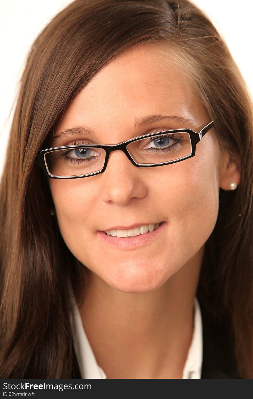 Brunette business woman with glasses. Brunette business woman with glasses