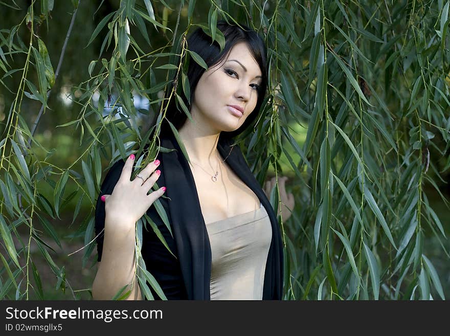 Girl walking in autumn park. Girl walking in autumn park