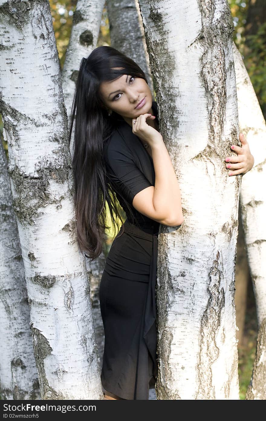 Girl walking in autumn park. Girl walking in autumn park