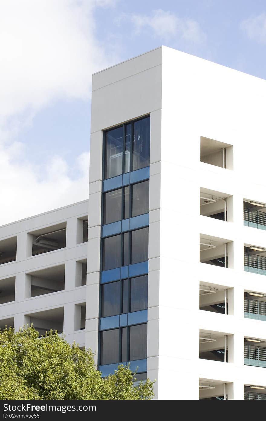 Multilevel modern white parking garage. Multilevel modern white parking garage