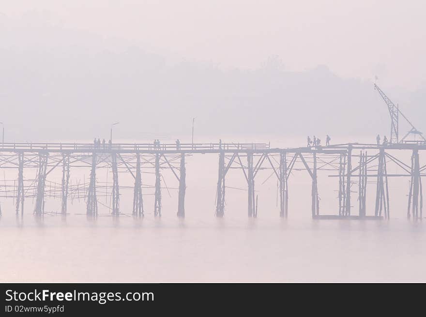 The Wood Bridge at Sangkhlaburi, Kanchanaburi, Thailand