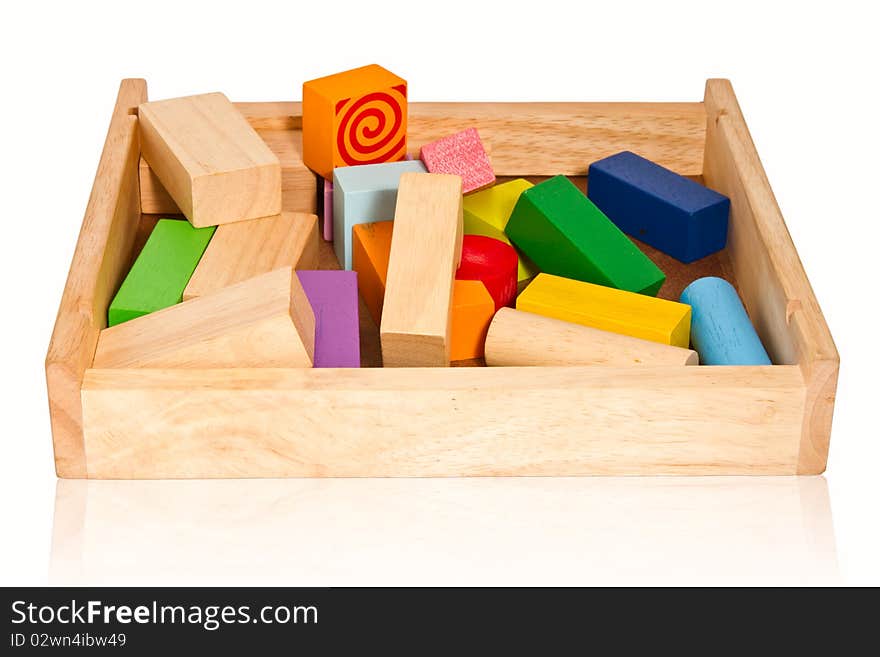 The toy wood isolated on the white background