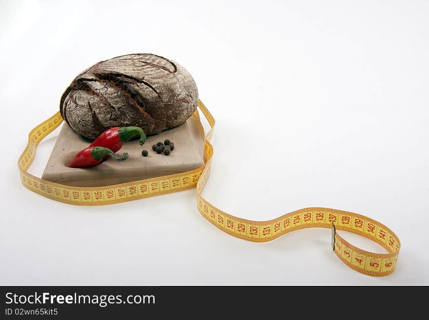 bread on kitchen board isolated