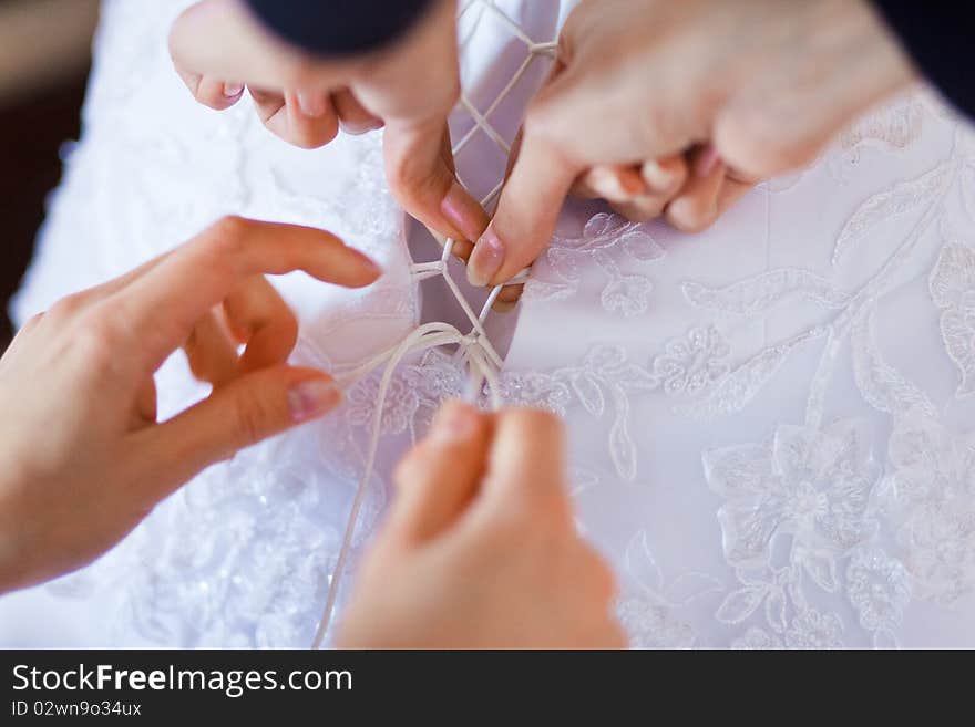 Clothe in beautiful bride's dress