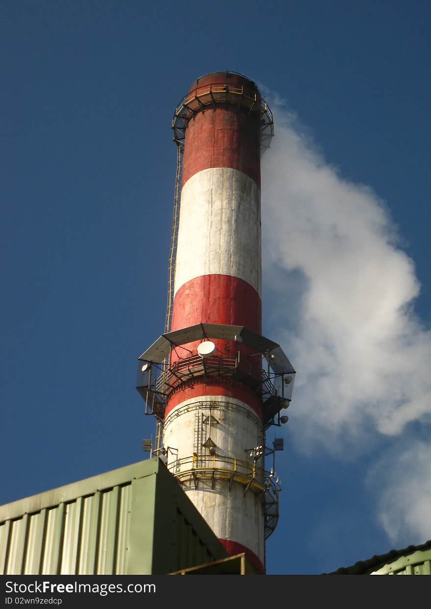 Red and white chimney