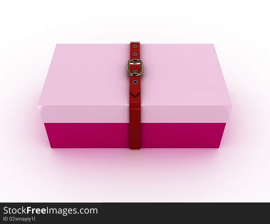 Pink box with strap isolated on white background