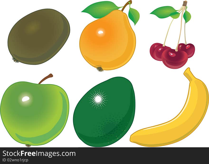 The various fruit accurately located on numbers. a vector illustration. The various fruit accurately located on numbers. a vector illustration