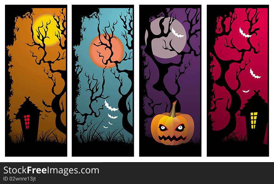 Set Of Halloween Banners