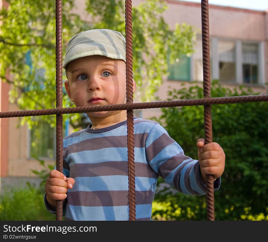 The boy behind a lattice