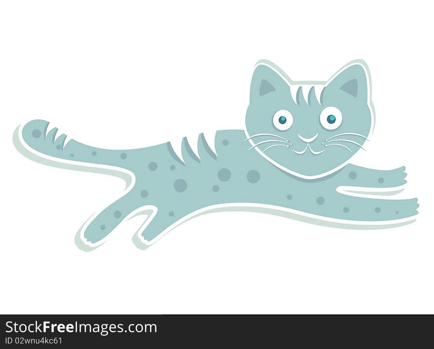 Blue cute cat jumping illustration. Blue cute cat jumping illustration