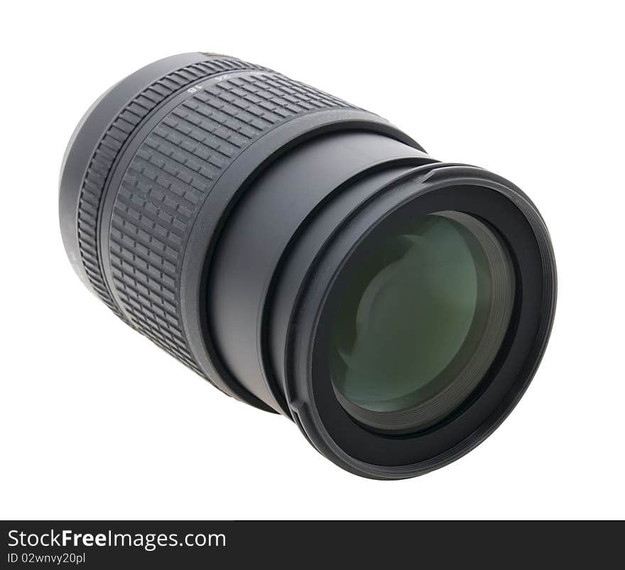 Black Fast zoom lens isolated