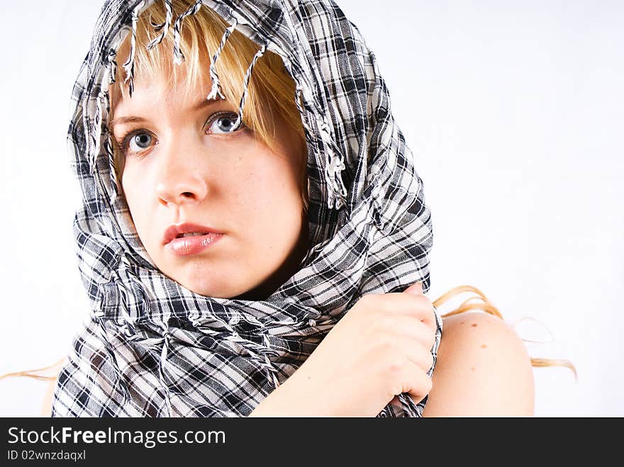 Portrait of beautiful girl, in Arabic head-dress