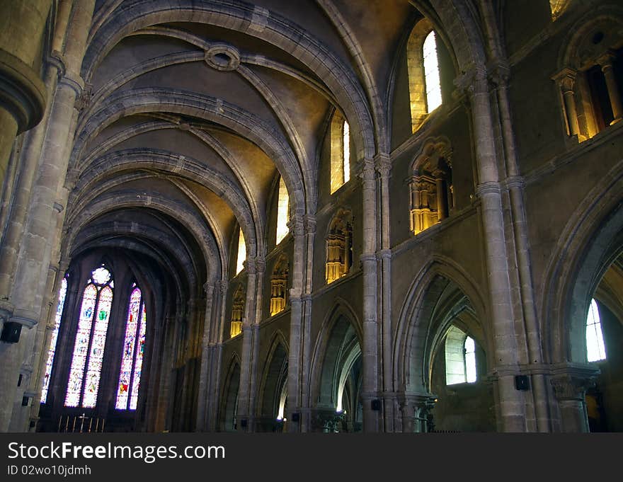 Gothic monumental Church Interior, France. Gothic monumental Church Interior, France.