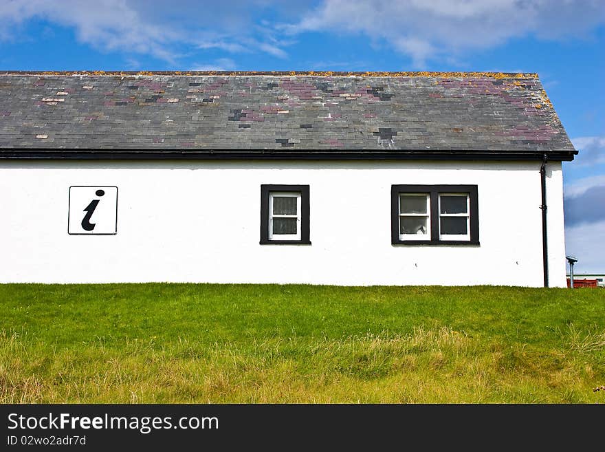 Scotland, Sutherland. Information center with icon on the wall.