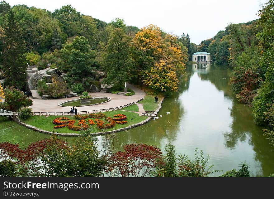 Beautiful park with a lake