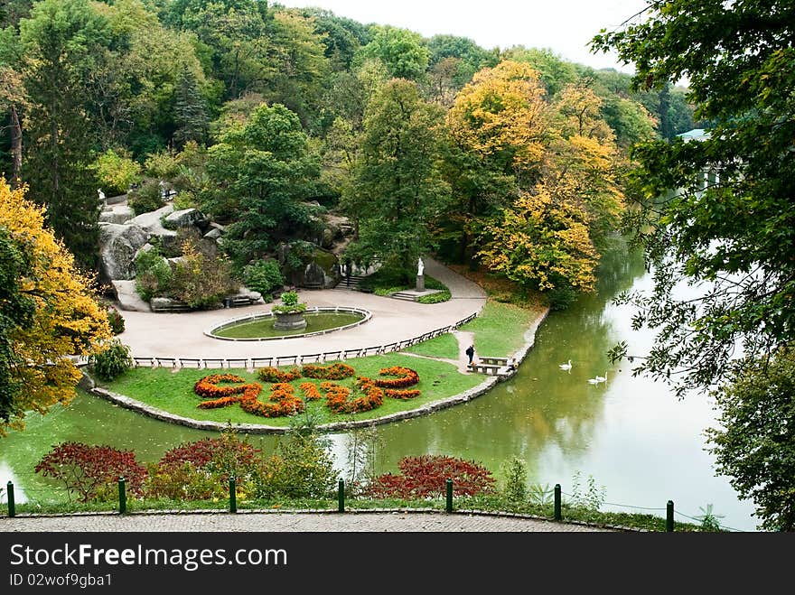 Beautiful park with a lake