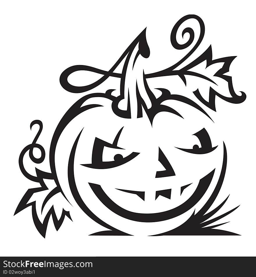 Monochrome illustration of halloween pumpkin