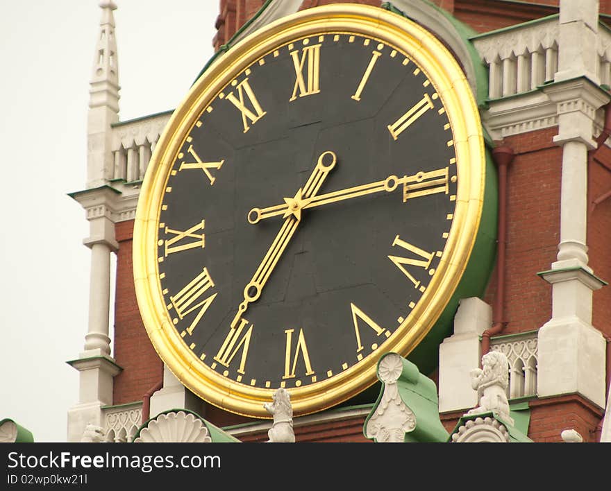 Clock on the Kremlin tower close up. Clock on the Kremlin tower close up