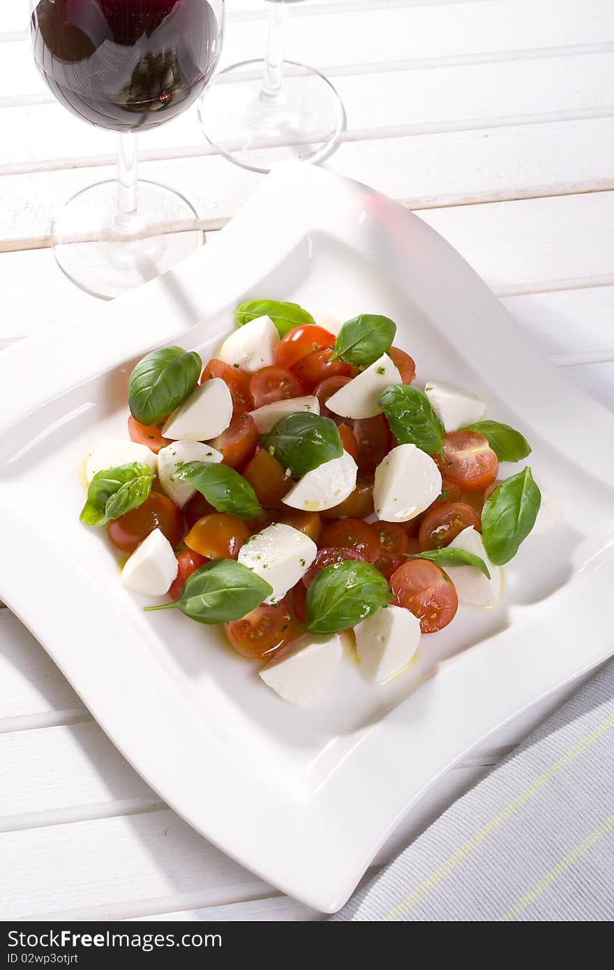 Tomato mozzarella and fresh basil. Tomato mozzarella and fresh basil