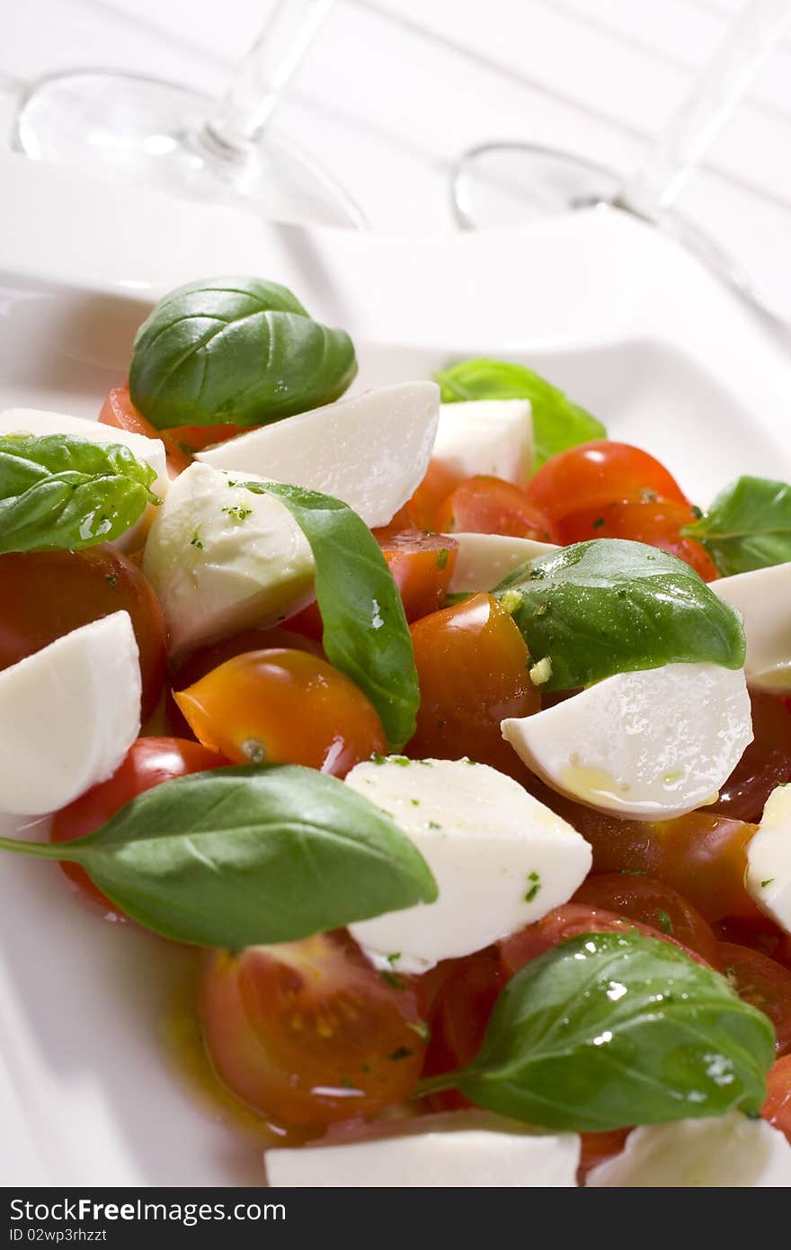 Tomato mozzarella and fresh basil. Tomato mozzarella and fresh basil