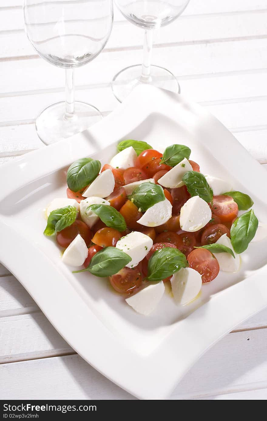 Tomato mozzarella and fresh basil. Tomato mozzarella and fresh basil