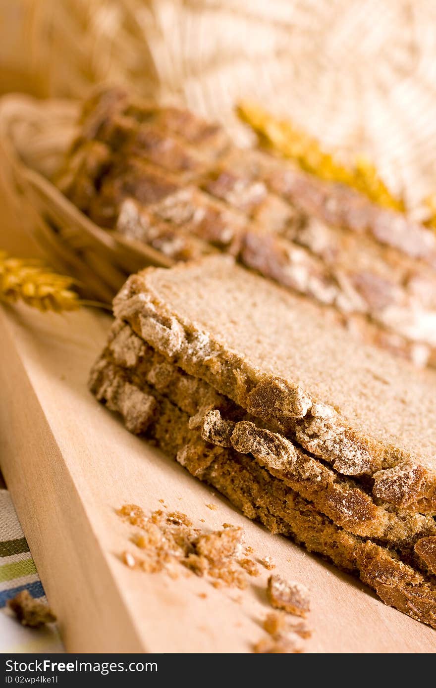 Fresh bread with ear of wheat