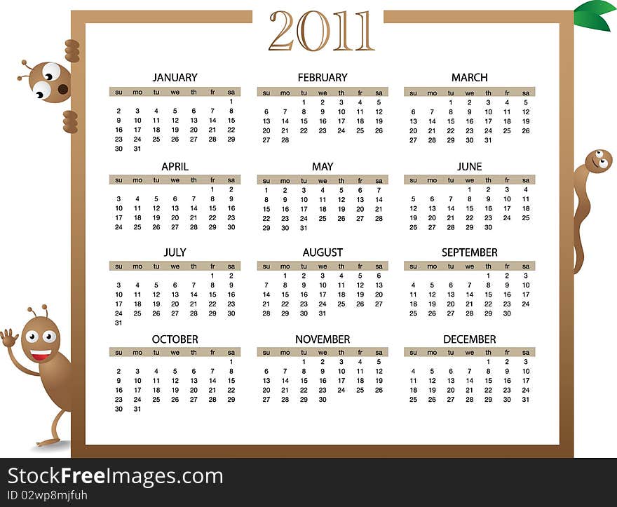 Big calendar for year 2011 - illustration. Big calendar for year 2011 - illustration