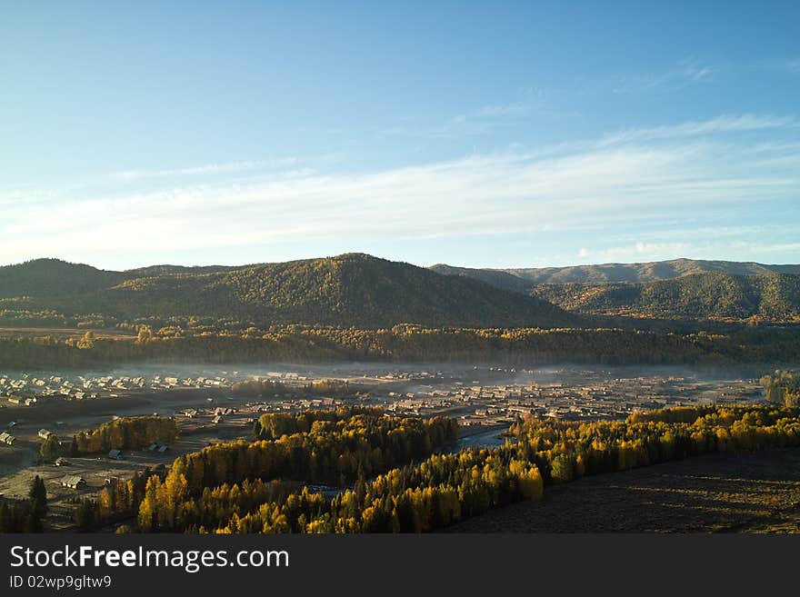 Hemu sunrise in xinjiang china