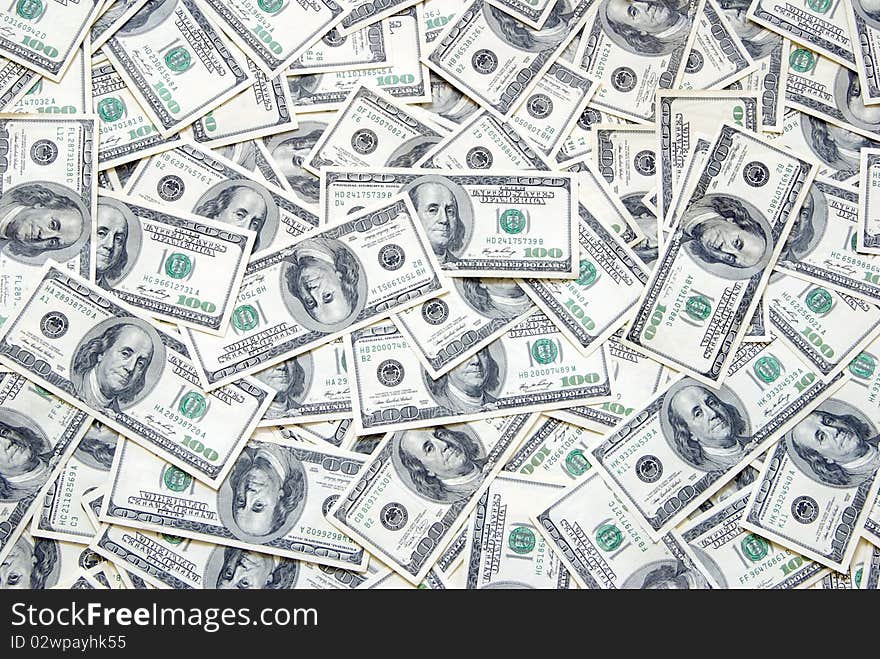 Background with money american hundred dollar bills