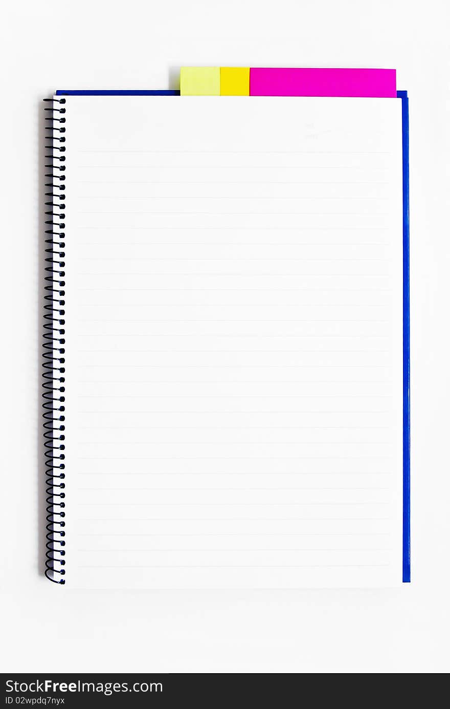 Blank notebook with memo isolated