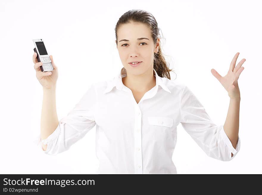 Beautiful business woman using cell phone