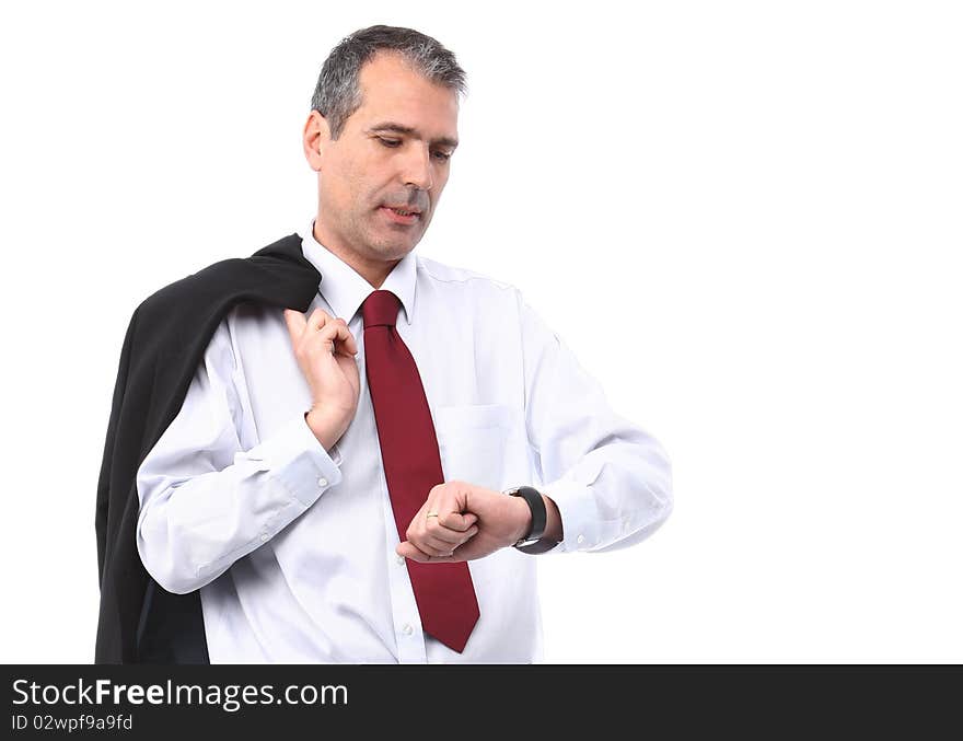 Businessman checking time on his watch