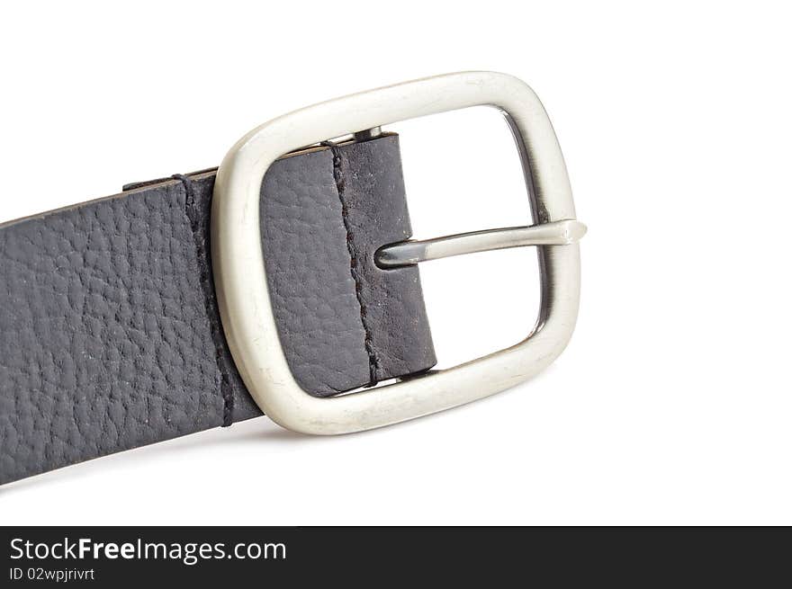 Black leather belt isolated over white