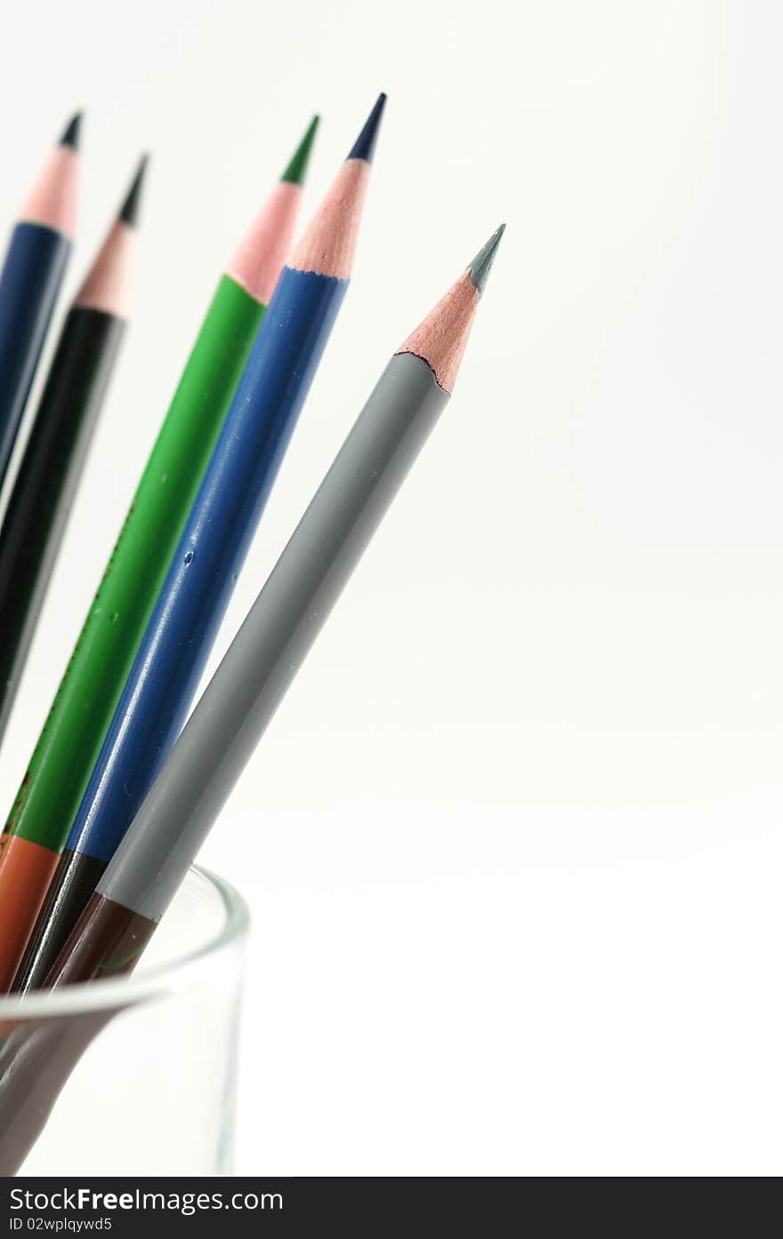 Colored pencil on a white background. Colored pencil on a white background