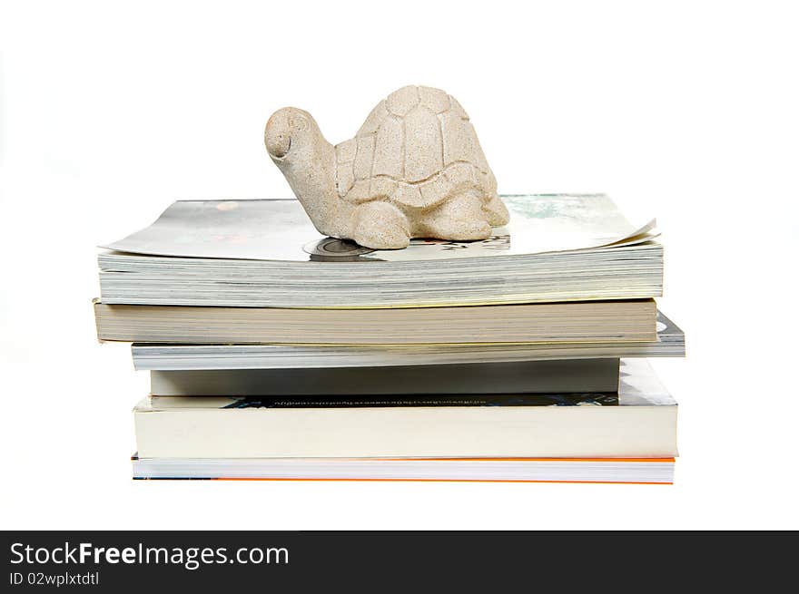 Stone turtle on white background