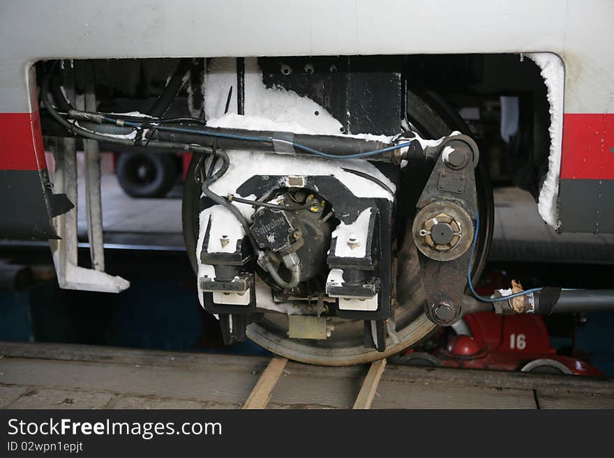 Wheelset passenger car. Steel railway trolley. Russian railways